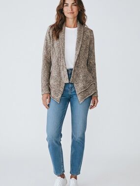 Alfani Taupe Open-Front Shawl-Collar Cardigan